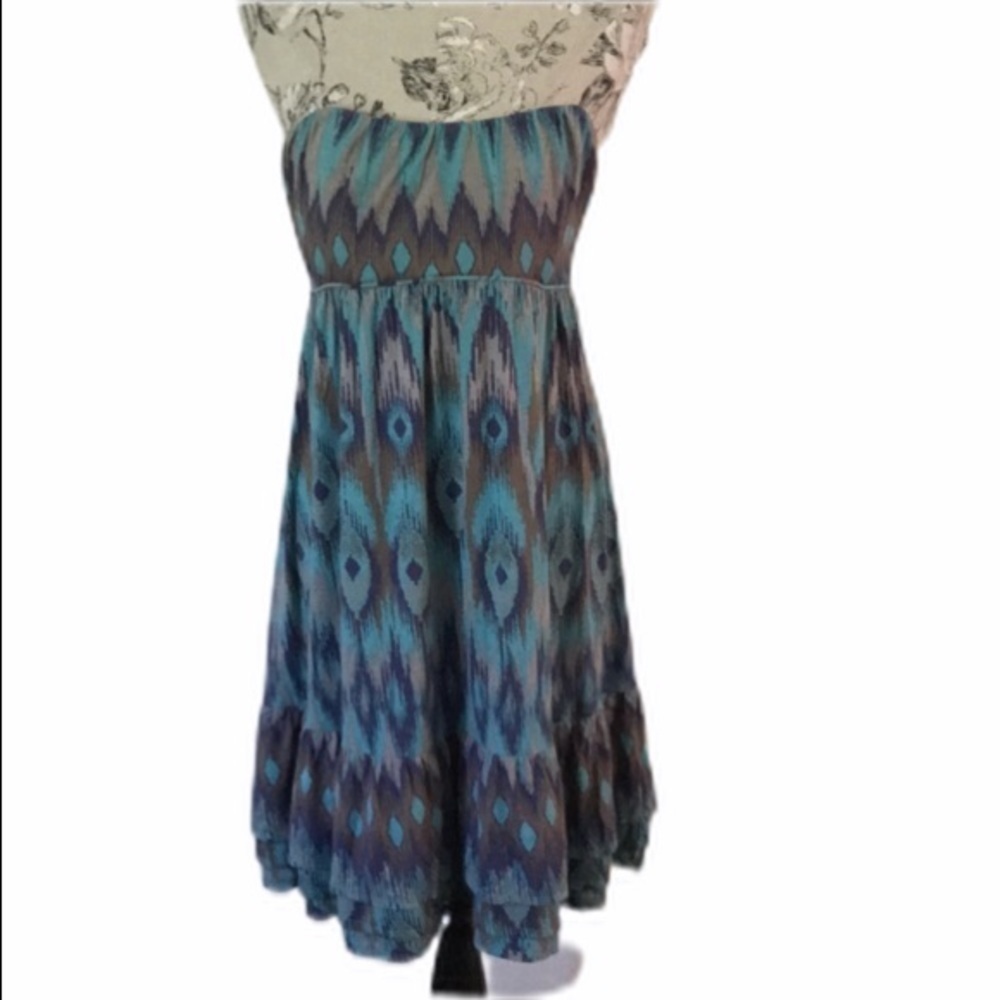 BCBG Blue Strapless Summer Dress L